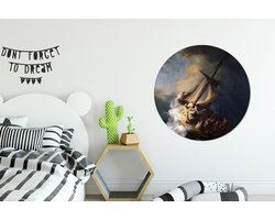 WallCircle - Wandcirkel ⌀ 90 - De storm op het meer van Galilea - Rembrandt van Rijn - Ronde schilderijen woonkamer - Wandbord rond - Muurdecoratie cirkel - Kamer decoratie binnen - Wanddecoratie muurcirkel - Woonaccessoires