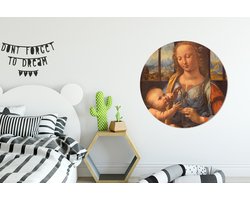 WallCircle - Wandcirkel ⌀ 90 - Madonna met de anjer - Leonardo da Vinci - Ronde schilderijen woonkamer - Wandbord rond - Muurdecoratie cirkel - Kamer decoratie binnen - Wanddecoratie muurcirkel - Woonaccessoires