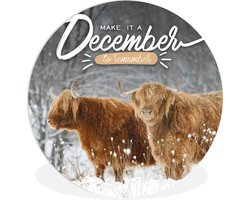 WallCircle - Wandcirkel ⌀ 90 - 'Make it a December to remember' - Spreuken - Quotes - Ronde schilderijen woonkamer - Wandbord rond - Muurdecoratie cirkel - Kamer decoratie binnen - Wanddecoratie muurcirkel - Woonaccessoires