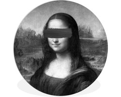WallCircle - Wandcirkel ⌀ 90 - Mona Lisa - Leonardo da Vinci - Zwart - Wit - Ronde schilderijen woonkamer - Wandbord rond - Muurdecoratie cirkel - Kamer decoratie binnen - Wanddecoratie muurcirkel - Woonaccessoires