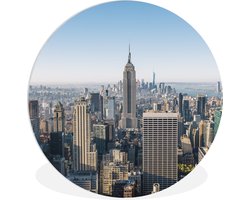 WallCircle - Wandcirkel ⌀ 90 - Mooie uitzicht over Manhatten en de Empire State Building - Ronde schilderijen woonkamer - Wandbord rond - Muurdecoratie cirkel - Kamer decoratie binnen - Wanddecoratie muurcirkel - Woonaccessoires