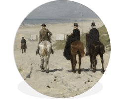 WallCircle - Wandcirkel ⌀ 90 - Morgenrit langs het strand - Schilderij van Anton Mauve - Ronde schilderijen woonkamer - Wandbord rond - Muurdecoratie cirkel - Kamer decoratie binnen - Wanddecoratie muurcirkel - Woonaccessoires