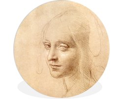 WallCircle - Wandcirkel ⌀ 90 - Schets - Leonardo da Vinci - Ronde schilderijen woonkamer - Wandbord rond - Muurdecoratie cirkel - Kamer decoratie binnen - Wanddecoratie muurcirkel - Woonaccessoires