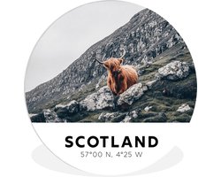WallCircle - Wandcirkel ⌀ 90 - Schotland - Hooglander - Bergen - Ronde schilderijen woonkamer - Wandbord rond - Muurdecoratie cirkel - Kamer decoratie binnen - Wanddecoratie muurcirkel - Woonaccessoires