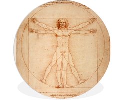 WallCircle - Wandcirkel ⌀ 90 - Vitruviusman - Leonardo da Vinci - Ronde schilderijen woonkamer - Wandbord rond - Muurdecoratie cirkel - Kamer decoratie binnen - Wanddecoratie muurcirkel - Woonaccessoires