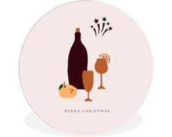 WallCircle - Wandcirkel ⌀ 90 - Wijnglazen - Wijnfles - Quotes - Ronde schilderijen woonkamer - Wandbord rond - Muurdecoratie cirkel - Kamer decoratie binnen - Wanddecoratie muurcirkel - Woonaccessoires