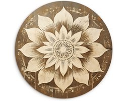 WallCircle® Wandcirkel 90 x 90 cm - Muurcirkel Mandala - Bloemen - Vintage - Wit - Symmetrie - Muurdecoratie woonkamer - Wanddecoratie slaapkamer - Kamer decoratie accessoires - Ronde schilderijen - Woonaccessoires cirkel binnen