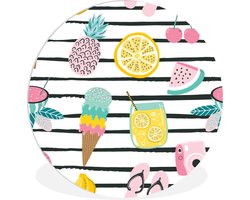 WallCircle - Wandcirkel ⌀ 90 - Zomer - Elementen - Pastel - Ronde schilderijen woonkamer - Wandbord rond - Muurdecoratie cirkel - Kamer decoratie binnen - Wanddecoratie muurcirkel - Woonaccessoires