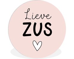 WallCircle - Wandcirkel ⌀ 90 - Zus - Cadeau - Roze - Pastel - Ronde schilderijen woonkamer - Wandbord rond - Muurdecoratie cirkel - Kamer decoratie binnen - Wanddecoratie muurcirkel - Woonaccessoires