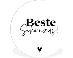 WallCircle - Wandcirkel ⌀ 90 - Zus - Zwart - Wit - Quotes - Ronde schilderijen woonkamer - Wandbord rond - Muurdecoratie cirkel - Kamer decoratie binnen - Wanddecoratie muurcirkel - Woonaccessoires