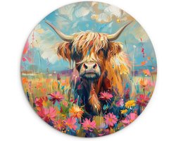 WallCircle® Wandcirkel 90x90 cm - Muurcirkel IJsvogel - Bloesem - Natuur - Vogels - Bloemen - Kunst - Muurdecoratie woonkamer - Wanddecoratie slaapkamer - Kamer decoratie accessoires - Ronde schilderijen - Woonaccessoires binnen cirkel