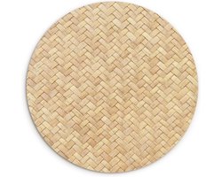 WallCircle - Wandcirkel 90x90 - Patroon - Beige - Rotan print - Ronde schilderijen woonkamer - Wandbord rond - Muurdecoratie cirkel - Kamer decoratie binnen - Wanddecoratie muurcirkel - Woonaccessoires