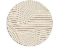 WallCircle - Wandcirkel abstract patroon 60x60 cm - Muurcirkel schilderij binnen - Wandbord rond slaap kamer - Huis decoratie woonkamer - Wanddecoratie cirkel schilderijen - Beige slaapkamer accessoires - Muurcirkels - Wonen & interieur