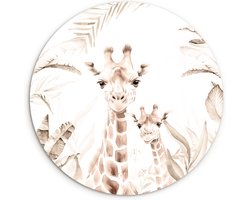WallCircle - Wandcirkel giraf 30x30 cm - Muurcirkel babykamer dieren - Meisjeskamer decoratie - Jongenskamer accessoires - Slaapkamer kinderen - Giraffe ronde schilderijen kinderkamer - Muurdecoratie jongens kamer - Wanddecoratie baby
