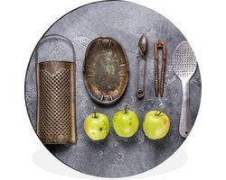 WallCircle - Wandcirkel - Muurcirkel - Appel - Keukengerei - Keukengereedschap - Aluminium - Dibond - ⌀ 30 cm - Binnen en Buiten