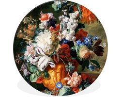 WallCircle - Wandcirkel - Muurcirkel - Kunst - Oude meesters - Boeket bloemen in een urn - Aluminium - Dibond - 30x30 cm - Binnen en Buiten