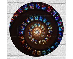 WallClassics - Muursticker Cirkel - Glas-in-lood Kunst - 40x40 cm Foto op Muursticker