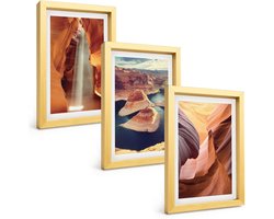 Wallfluent 3-Delige Schilderij Set - Schilderachtige Berglandschappen Met Een Waterval En Een Pad. - 40 x 60 cm - Stijlvolle Muurdecoratie - Kantoor - Decoratieve Schilderijen