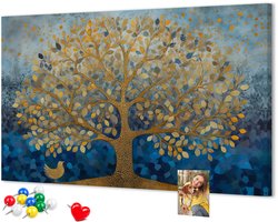 Wallfluent - Abstracte boom Prikbord - 100x70 cm - Veelkleurig Kurk Bedrukken - Kleurrijke Pinnen - Kurkbord Met Print - Kurkbord Wanddecoratie