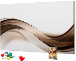 Wallfluent - Abstracte lijn Prikbord - 100x70 cm - Veelkleurig Prikbord Van Kurk - Kleurrijke Pinnen - Kurkbord Wanddecoratie - Kurk Prikbord Canvas
