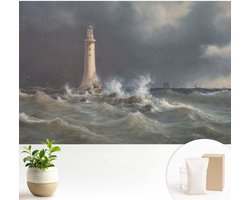 Wallfluent Behang - Zeestormen Vliesbehang - 104x70 cm - Grijs Behang - Voor liefhebbers van plantkunde en bloemschikken - Behang Voor de slaapkamer, woonkamer en badkamer - Wandbekleding Landschappen
