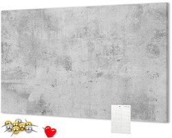 Wallfluent - Betonnen muur Prikbord - 140x100 cm - Grijs Kurk Bedrukken - Metalen Pinnen - Kurkbord Met Print - Kurkbord Wanddecoratie