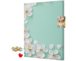 Wallfluent - Bloeiende bloemen Prikbord - 70x100 cm - Groente Kurk Bedrukken - Metalen Pinnen - Kurkbord Wanddecoratie - Kurk Prikbord Canvas