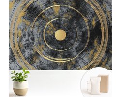 Wallfluent Fotobehang - Zwart Vliesbehang - 104x70 cm - Kosmische Dynamiek Muurschildering - Slaapkamer behang Geometrie - Fotobehang Vlies - Slaapkamer behang