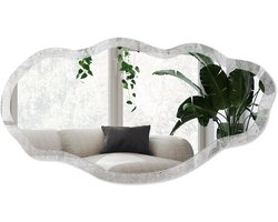 Wallfluent Gestructureerd Beton Spiegel - Grijs Rechthoekige Spiegel Voor Interieur - Organische Spiegel - Woonkamer, Kantoor, Hal - Industrieel / Loft - 45x90 cm - Totale afmeting 52x97 cm
