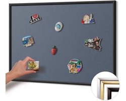 Wallfluent - Grijs Magneetbord Met Effen Achtergrond - 100 cm x 70 cm - Magneetbord met Zwarte Frame - Koele grijze kleur - Magnetisch Bord Decoratief - Magneetbord Voor Thuiskantoor - Magneetbord Multifunctioneel