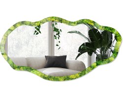 Wallfluent Groen Mos Spiegel - Groen Rechthoekige Spiegel Voor Interieur - Organische Spiegel - Slaapkamer, Woonkamer, Kantoor - Minimalistisch - 45x90 cm - Totale afmeting 52x97 cm