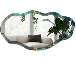 Wallfluent Groene Strepen Spiegel - Groen Strakke Rechthoekige Spiegel - Organische Spiegel - Woonkamer, Kantoor, Slaapkamer - Abstract - 45x90 cm - Totale afmeting 52x97 cm