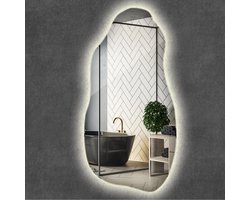 Wallfluent LED Grote Spiegel - LED Lampen Spiegel - 50 cm x 100 cm - Make-up - Visagiespiegel - Hollywood - Badkamerspiegel - Gangspiegel - Eetkamer - Inloopkasten - Neutraal Wit 4000K - Woonaccessoires - Moderne Wandspiegel