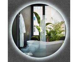 Wallfluent LED Spiegel - Design LED Spiegel Rond - 100 cm x 100 cm - Cirkelvormig Spiegel met LED - Badkamerspiegel – Entreespiegel – Garagespiegel – Bureauspiegel - Koel Wit 6500K - Ingebouwde verlichting - Wandspiegel Boho