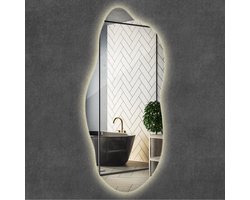 Wallfluent LED Spiegel - Hangspiegel met verlichting - 35 cm x 80 cm - Passpiegel - Make-up Spiegel - Scheerspiegel - Inloopkastspiegel – Badkamerspiegel - Toiletspiegel - Neutraal Wit 4000K - Montageset - Luxe Moderne Wandspiegel