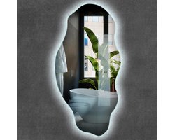 Wallfluent LED Spiegel - LED Ondersteunde Spiegel - 40 cm x 80 cm - Glamour Spiegel - Make-up - Elegant Spiegel - Inloopkastspiegel – Badkamerspiegel - Toiletspiegel - Koel Wit 6500K - Montageset - Wandspiegel LED in Loftstijl