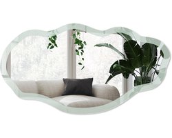 Wallfluent Lichte Munt Spiegel - Groen Moderne Rechthoekige Wandspiegel - Organische Spiegel - Slaapkamer, Woonkamer, Kantoor - Minimalistisch - 45x90 cm - Totale afmeting 52x97 cm