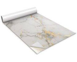 Wallfluent Meubelfolie - Elegant marmer Meubelsticker - 100 cm x 50 cm - Grijs Meubelfolie - Plakfolie Meubels - Zelfklevende Meubelwrap - Decoratieve Folie - Meubel Make-Over - Plakfolie Mat
