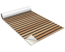 Wallfluent Meubelfolie - Houten lamellenplanken Meubelsticker - 100 cm x 50 cm - Bruin Meubelfolie - Decoratieve Folie - Meubel Make-Over - Kastfolie - Plakfolie Mat - Kastdeuren Folie