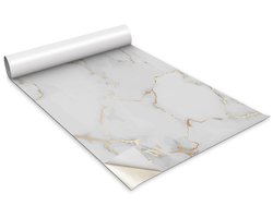Wallfluent Meubelfolie - Marmermotief Meubelsticker - 100 cm x 50 cm - Grijs Meubelfolie - Kastfolie - Plakfolie Mat - Plakfolie Meubels - Kastdeuren Folie - Folie Voor Meubels