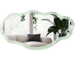 Wallfluent Mintgroen Spiegel - Groen Rechthoekige Spiegel Voor Interieur - Organische Spiegel - Woonkamer - Minimalistisch - 45x90 cm - Totale afmeting 52x97 cm
