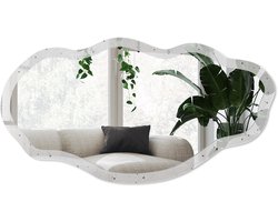 Wallfluent Modern Beton Spiegel - Grijs Rechthoekige Spiegel Met Modern Design - Organische Spiegel - Badkamer, Woonkamer, Kantoor - Minimalistisch - 45x90 cm - Totale afmeting 52x97 cm