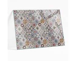 Wallfluent - Mozaïekpatroon Met Ornamenten Gehard Glas - 100 x 70 cm - Grijs Glazen Tafelblad - Rechthoekig Tafelblad Glas - Glasplaat Tafel - Glazen Tafelblad voor de Woonkamer