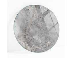 Wallfluent - Natuurlijk Marmerpatroon Glazen Plaat - 70 cm - Grijs Glasplaat Tafel - Rond Tafelblad Glas - Gehard Glas - Gehard Glazen Tafelblad Voor de Eettafel in de Eetkamer
