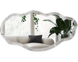 Wallfluent Ruw Beton Spiegel - Grijs Stijlvolle Wandspiegel - Organische Spiegel - Woonkamer, Kantoor, Badkamer - Industrieel / Loft - 45x90 cm - Totale afmeting 52x97 cm