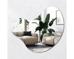 Wallfluent Spiegel - Asymmetrische Spiegel - 58 x 57,5 cm - Moderne Spiegel - Slaapkamerspiegel - Inloopkastspiegel - Hal - Woonaccessoires - Stijlvolle spiegel - Luxe Spiegel - Moderne Wandspiegel - Spiegel Met Haken