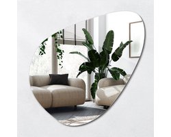 Wallfluent Spiegel - Asymmetrische Spiegel - 58 x 57,5 cm - Unieke make-up Spiegel - Decoratieve Wandspiegel - Hangspiegel - Badkamerspiegel - Gangspiegel - Slaapkamerspiegel - Wanddecoratie Spiegel - Japandi stijl Wandspiegel -