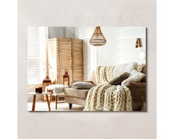 Wallfluent Spiegel - Rechthoekige Spiegel - 70 cm x 50 cm - Muurspiegel - Woonaccessoires - Decoratieve - Woonkamerspiegel – Badkamerspiegel – Halspiegel – Slaapkamerspiegel - Luxe Spiegel - Hollywood Make up spiegel - Loftstijl - Japandi