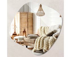 Wallfluent Spiegel - Spiegel in geometrische abstracte vorm - 67x67 - Stijlvol Elegant wandspiegel - Slaapkamerspiegel - Badkamerspiegel - Gang - Kleedkamer - Wandmontage - Design Woondecoratie - Klassiek Spiegel - boho - Spiegel Met Haken