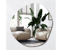 Wallfluent Spiegel - Spiegel Met Onregelmatige Vorm - 95 cm x 96 cm - Asymmetrische Spiegel - Badkamerspiegel – Entreespiegel – Garagespiegel – Bureauspiegel - Glamour Spiegel - Make-up - Elegant Spiegel - Wanddecoratie - Scandinavische Wandspiegel